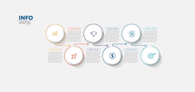 Elemento de infográfico com ícones e 6 opções ou etapas.