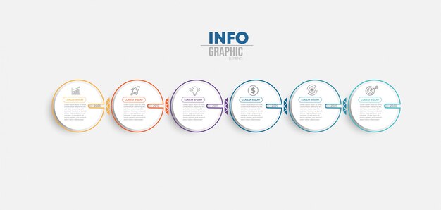 Elemento de infográfico com ícones e 6 opções ou etapas