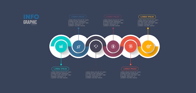 Elemento de infográfico com opções e etapas.