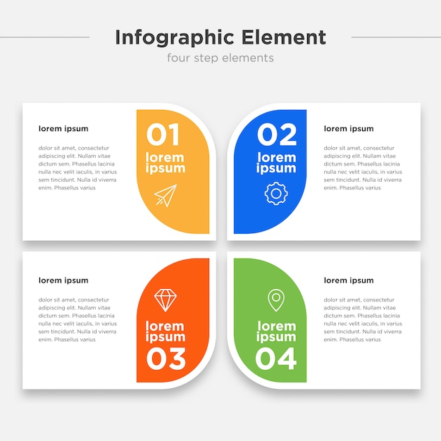 Vetor elemento de infográfico, conjunto de quatro opções de caixa