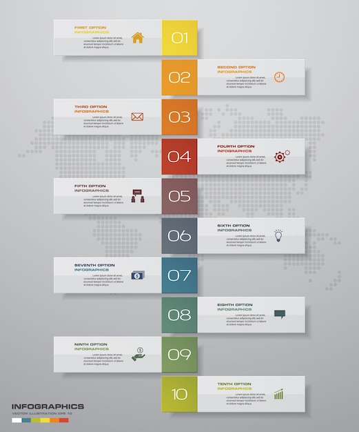 Elemento de infográfico de cronograma de 10 passos.