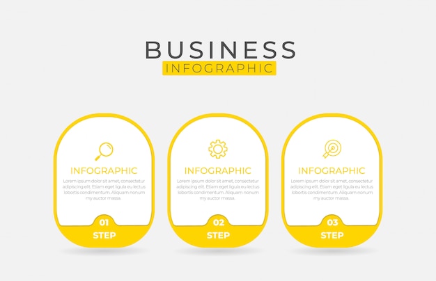 Elemento de infográfico de negócios com 3 opções, etapas, design de modelo de número