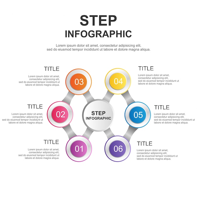 Elemento de infográficos do processo de 6 etapas para apresentação