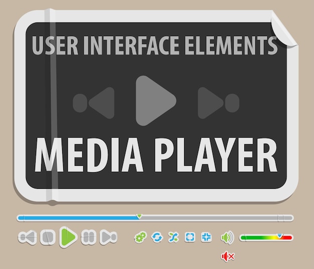 Elemento de interface de usuário do reprodutor de mídia em estilo de papel
