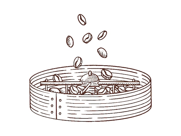 Elemento de máquina de torrador de café silhueta de torrador de café em ilustração vetorial de cor marrom