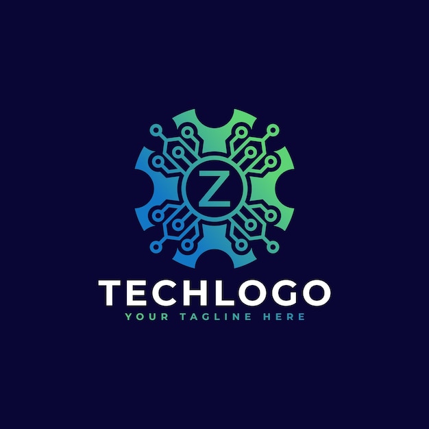 Elemento de modelo de design de logotipo de letra z inicial de tecnologia