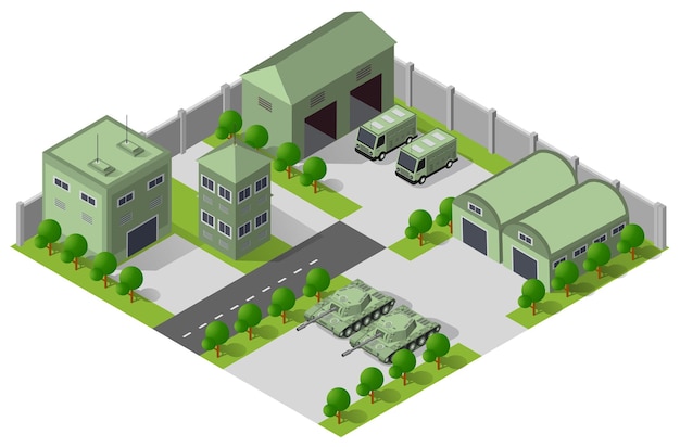 Elemento de objeto do acampamento base do módulo para o exército de design de construção armado