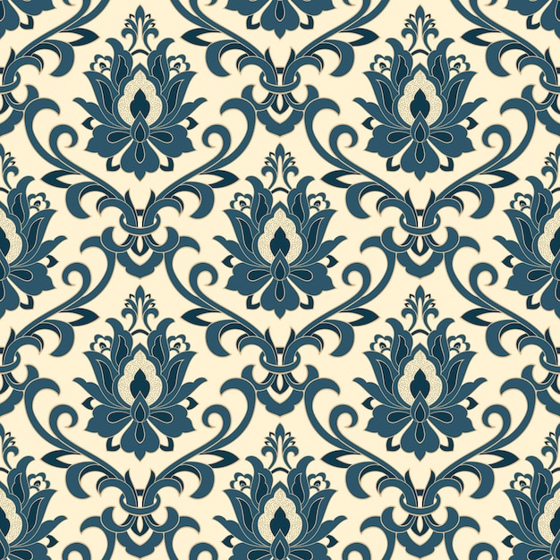 Elemento de padrão sem emenda do damasco Vector luxo clássico ornamento de damasco antiquado real textura vitoriana sem costura para papéis de parede embrulho têxtil Modelo barroco floral requintado vintage