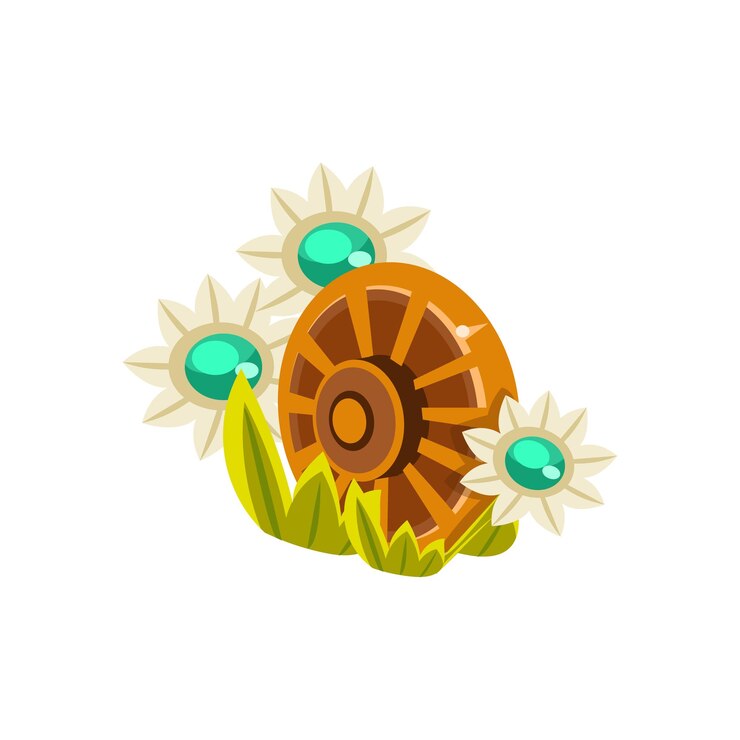 Vetor elemento de paisagismo de jardim isométrico de roda de madeira decorativa