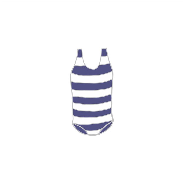 Elemento de roupas de verão belo maiô listrado feminino para nadar no mar ou piscina roupas elegantes para férias na praia ou viagem ilustração em vetor plano dos desenhos animados isolada no fundo branco