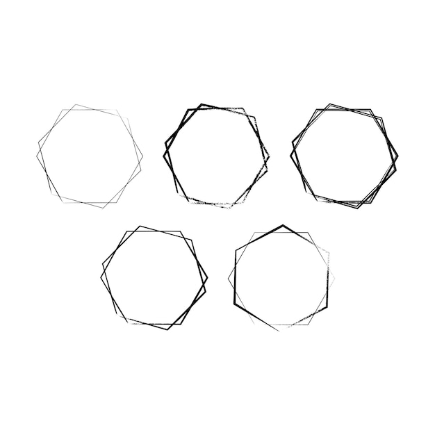 Elemento de textura grunge hexagonal Iconha de forma de borda do quadro para doodle vintage decorativo