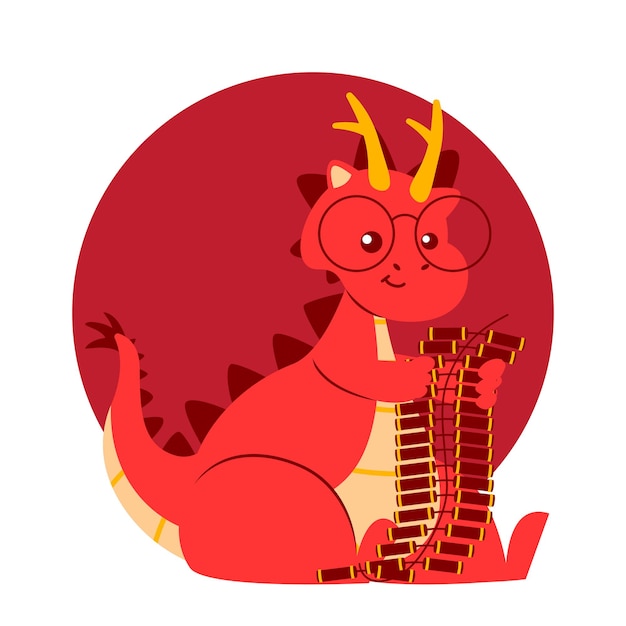 Elemento do Ano Novo Chinês do Dragão Vermelho