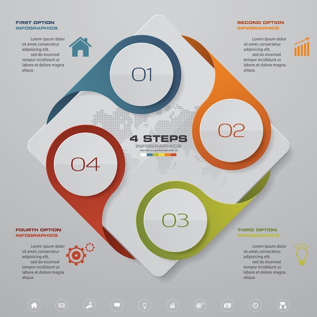 Elemento do infographics do projeto do processo de 4 etapas.