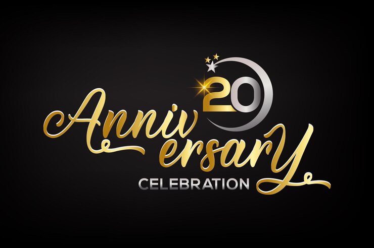 Vetor elemento estrela cor dourada luxo misto celebração de convite do 20o aniversário