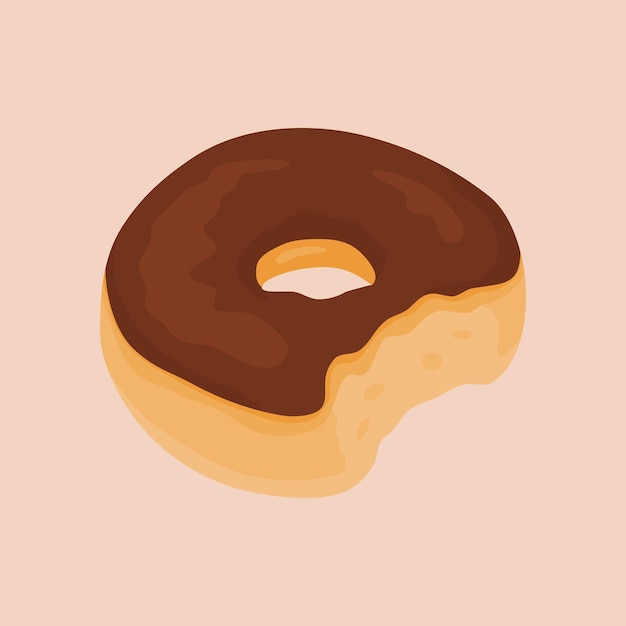 Elemento gráfico de rosquinha fechar a imagem de ilustração de lanche de rosquinha mordida