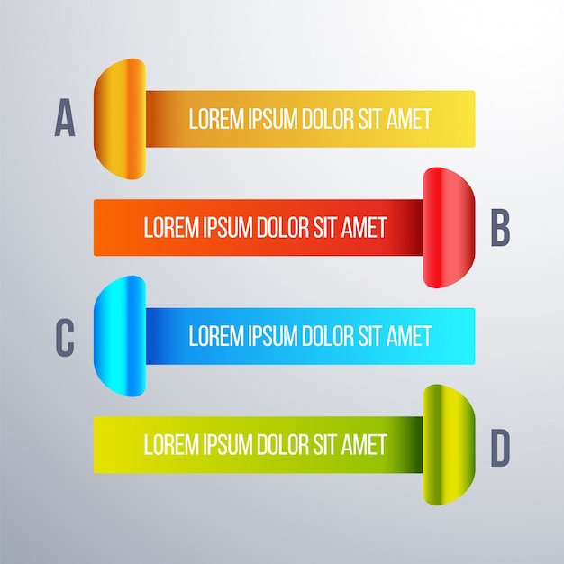 Elemento infográfico 3d, ou gráfico com quatro (4) passos.