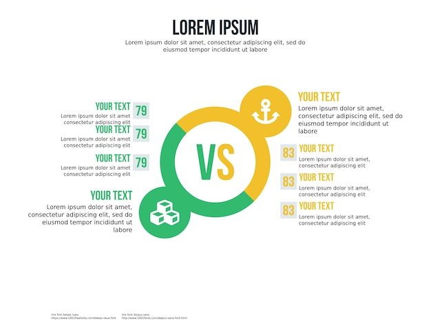 Vetor elemento infográfico de comparação e modelo de apresentação