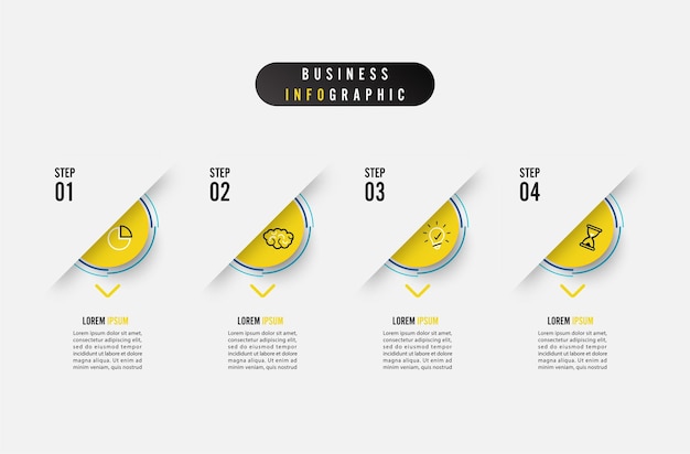 Elemento infográfico de negócios com design de modelo de vetor de número de etapas de 4 opções