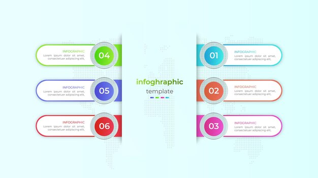 Vetor elemento infográfico de negócios de seis opções com efeito transparente