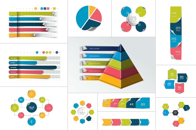 Elemento infográfico grande conjunto vetor