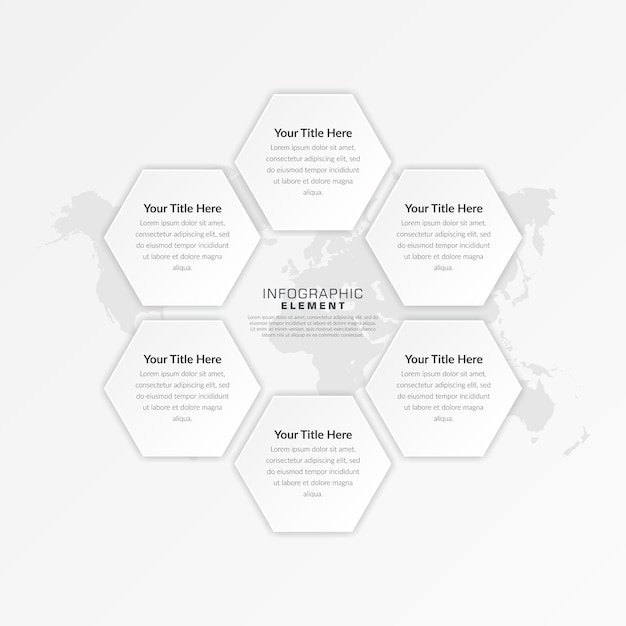 Elemento infográfico seis pontos abstrato processo empresarial