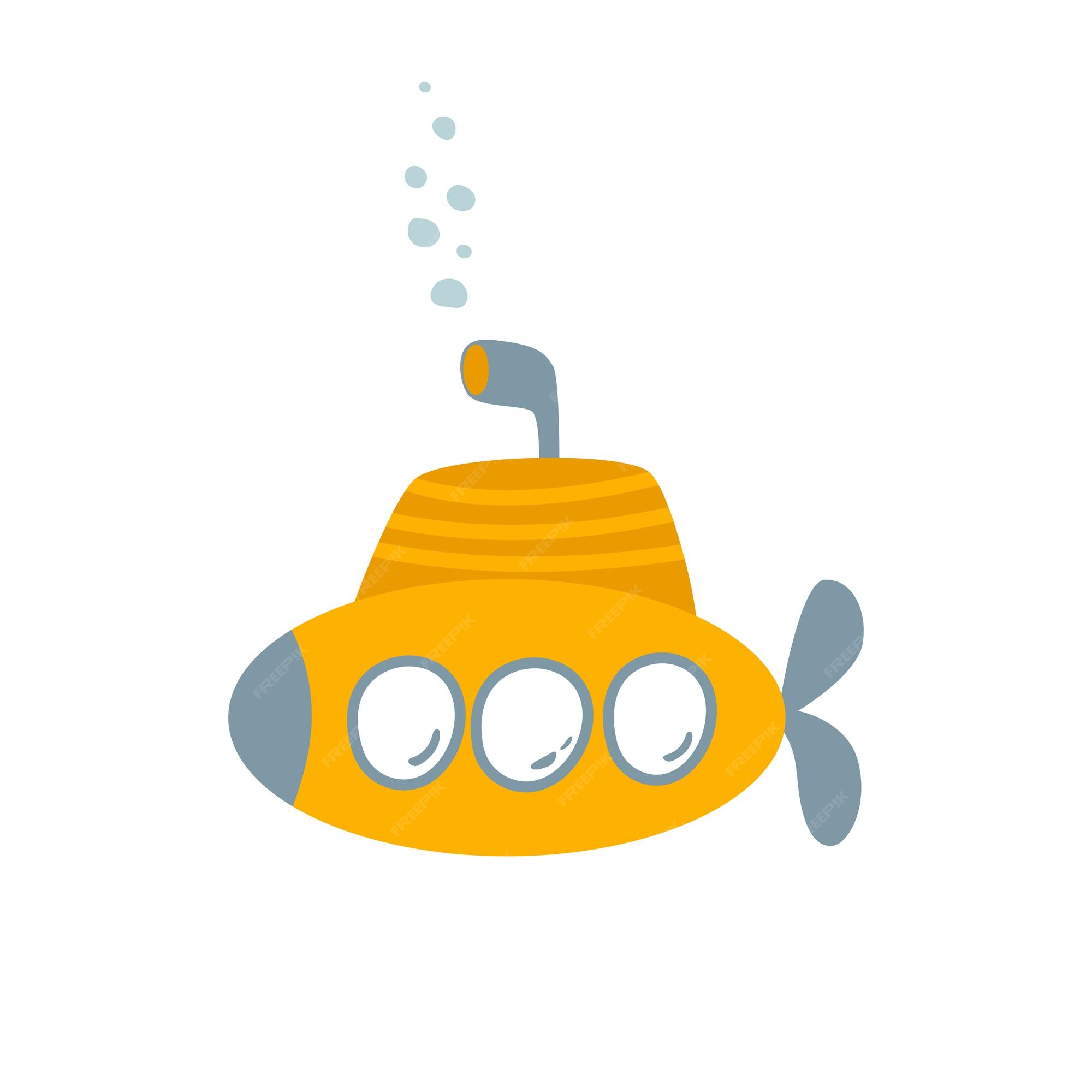 Cartoon Amarelo Retrô Submarino Batiscafo Com Vigia E Periscópio.  Ilustração Vetorial Infantil Isolada No Fundo Branco Royalty Free SVG,  Cliparts, Vetores, e Ilustrações Stock. Image 177494721