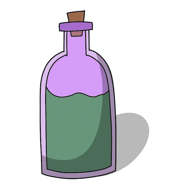 Vetor elemento mágico desenhado à mão de garrafa de veneno misterioso