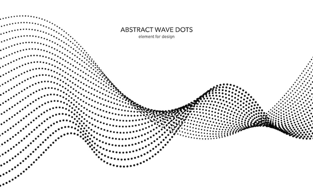 Vetor elemento pontilhado de onda abstrata linha estilizada com ponto no fundo da arte corda ondulada suave curvada