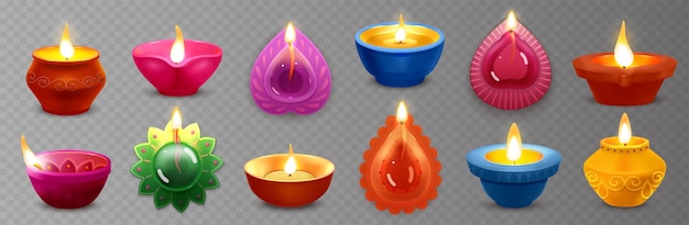 Elemento realista de Diwali em fundo transparente