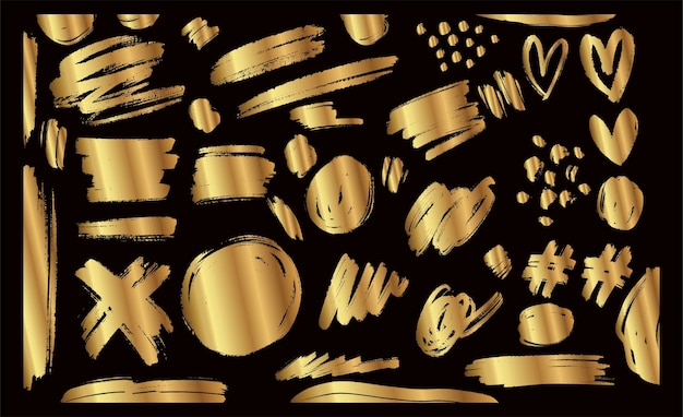 Vetor elemento texturizado de vetor de pincel dourado