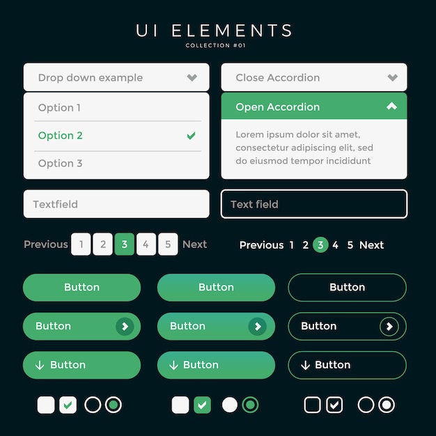 Elementos da interface do usuário web desing