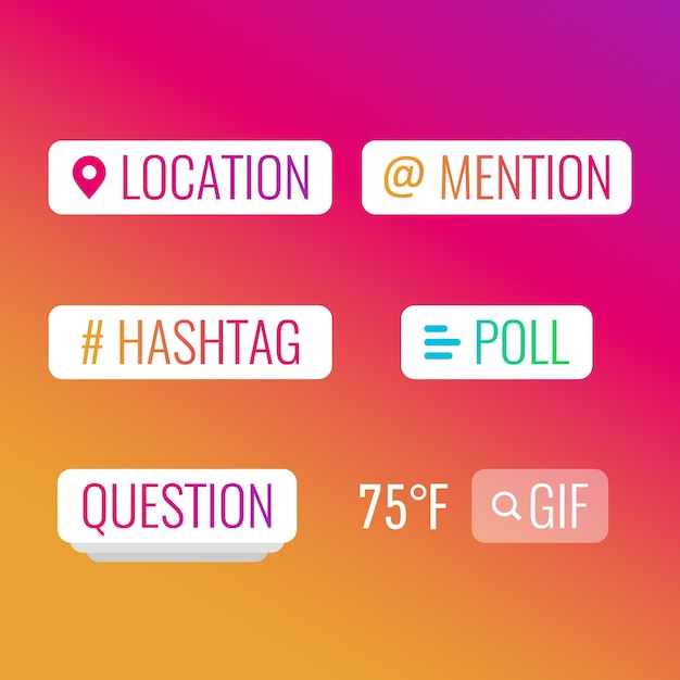 Vetor elementos da interface modelos para histórias com pergunta de hashtag de pesquisa de menção de localização