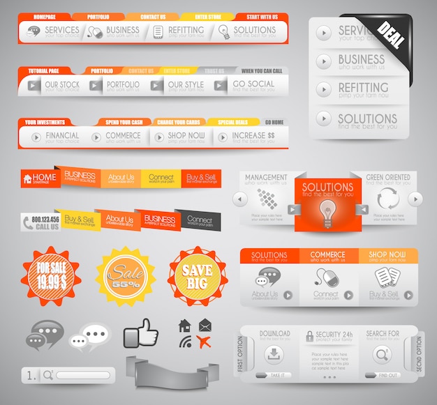 Vetor elementos da web limpos de qualidade para blogs e sites.