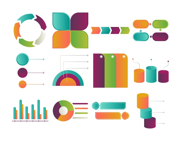 Elementos de arte de clipe de infografia moderna premium
