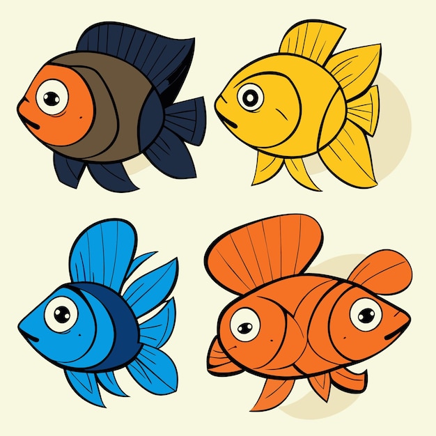 Vetor elementos de arte icônicos de ilustração de espécies de peixes