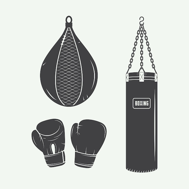 Vetor elementos de boxe e artes marciais.