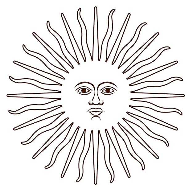 Vetor elementos de contorno da bandeira argentina sol com rosto
