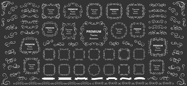 Elementos de design caligráfico Redemoinhos decorativos ou pergaminhos molduras vintage florescem rótulos
