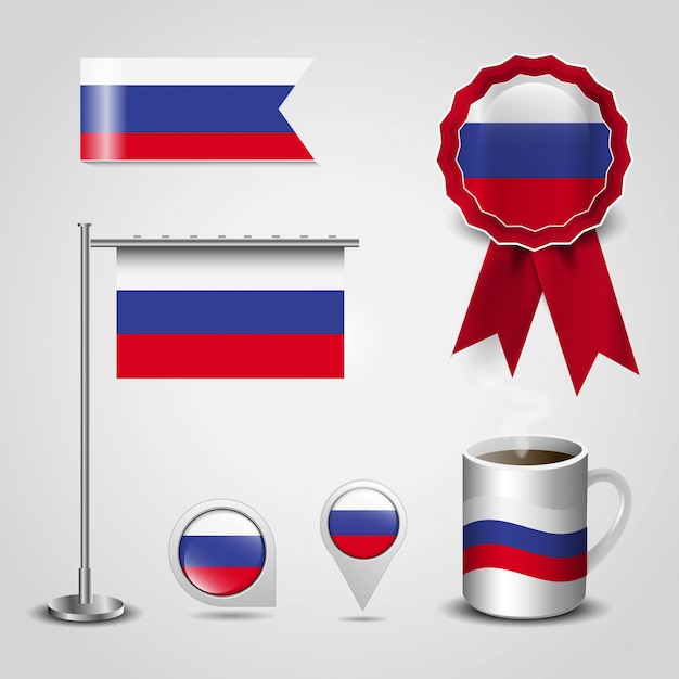 Elementos de design de bandeira do país de rússia