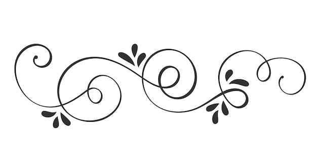 Elementos de design de floração caligráfica desenhados à mão de vetor decoração de estilo leve floral para web