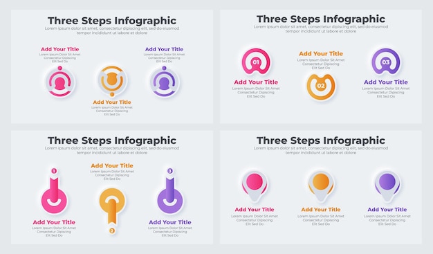 Elementos de design de infográfico de negócios e pacote de etapas do fluxograma