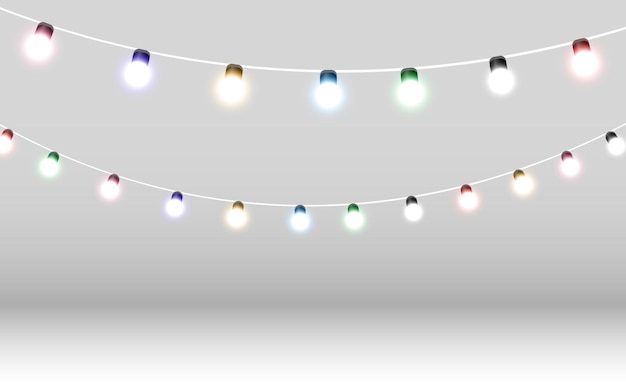 Elementos de design de lindas luzes brilhantes de natal luzes brilhantes para design de natal