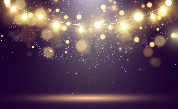 Elementos de design de luzes lindas brilhantes de Natal Luzes brilhantes para design de carro de saudação de Natal