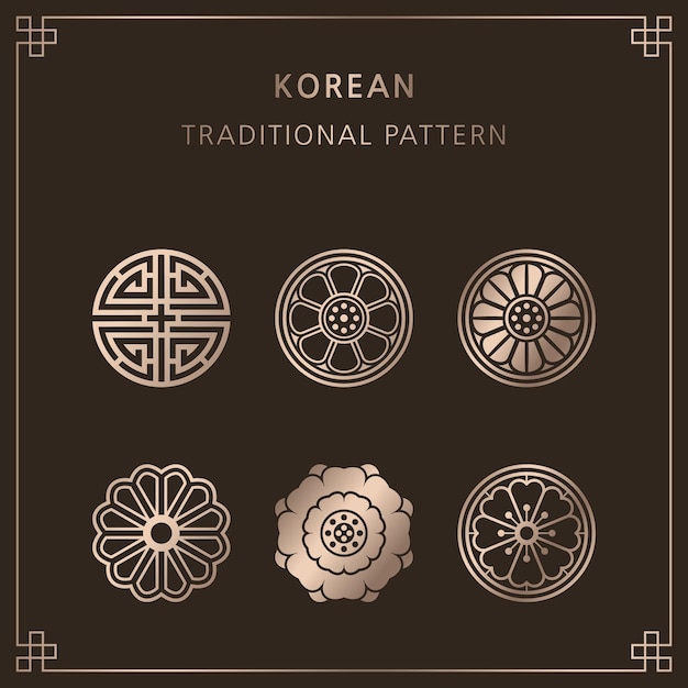 Elementos de design de padrão tradicional coreano ou conjunto de ornamentos