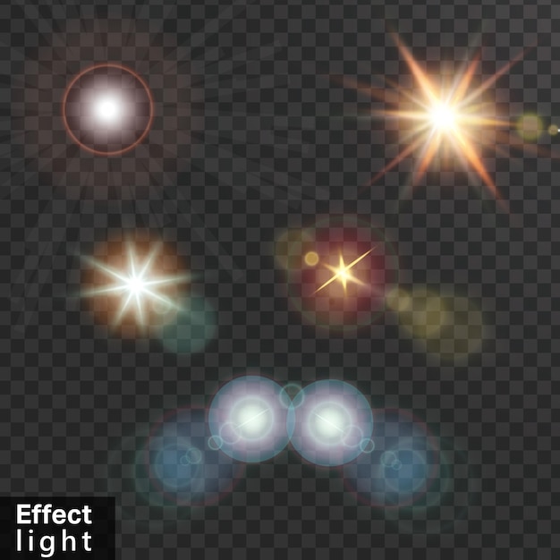 Elementos de design de sol de vetor livre conjunto colorido realista isolado
