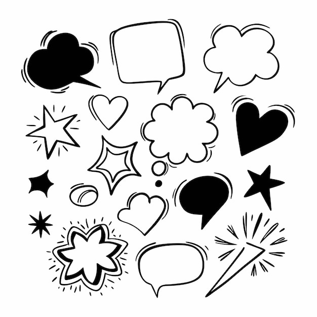 Elementos de design do Doodle isolados em fundo branco