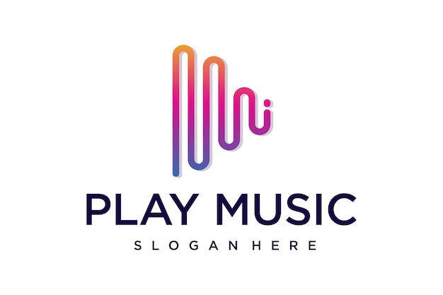 Elementos de design do logotipo da nota do botão de reprodução de música