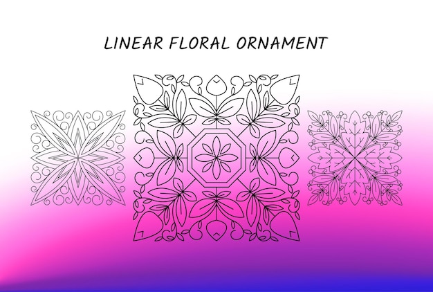 Vetor elementos de design floral linear ornamento de design vetorial para a sua promoção de flyer de página web de design