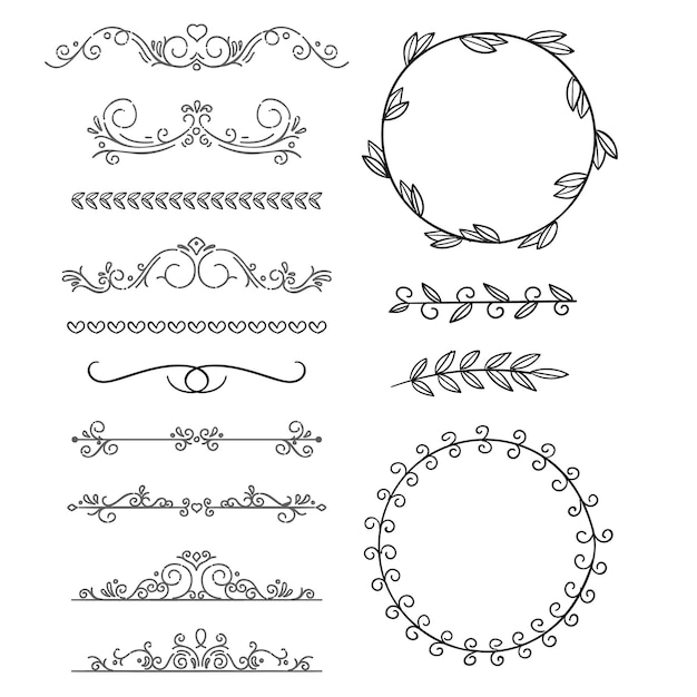 Elementos de design floral para casamentos e cartões de gratidão Coleção romântica