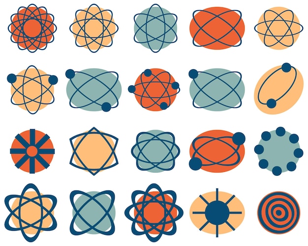 Vetor elementos de design geométrico no estilo retro de meados do século bauhaus coleção de formas contemporâneas ilustração vetorial primitiva